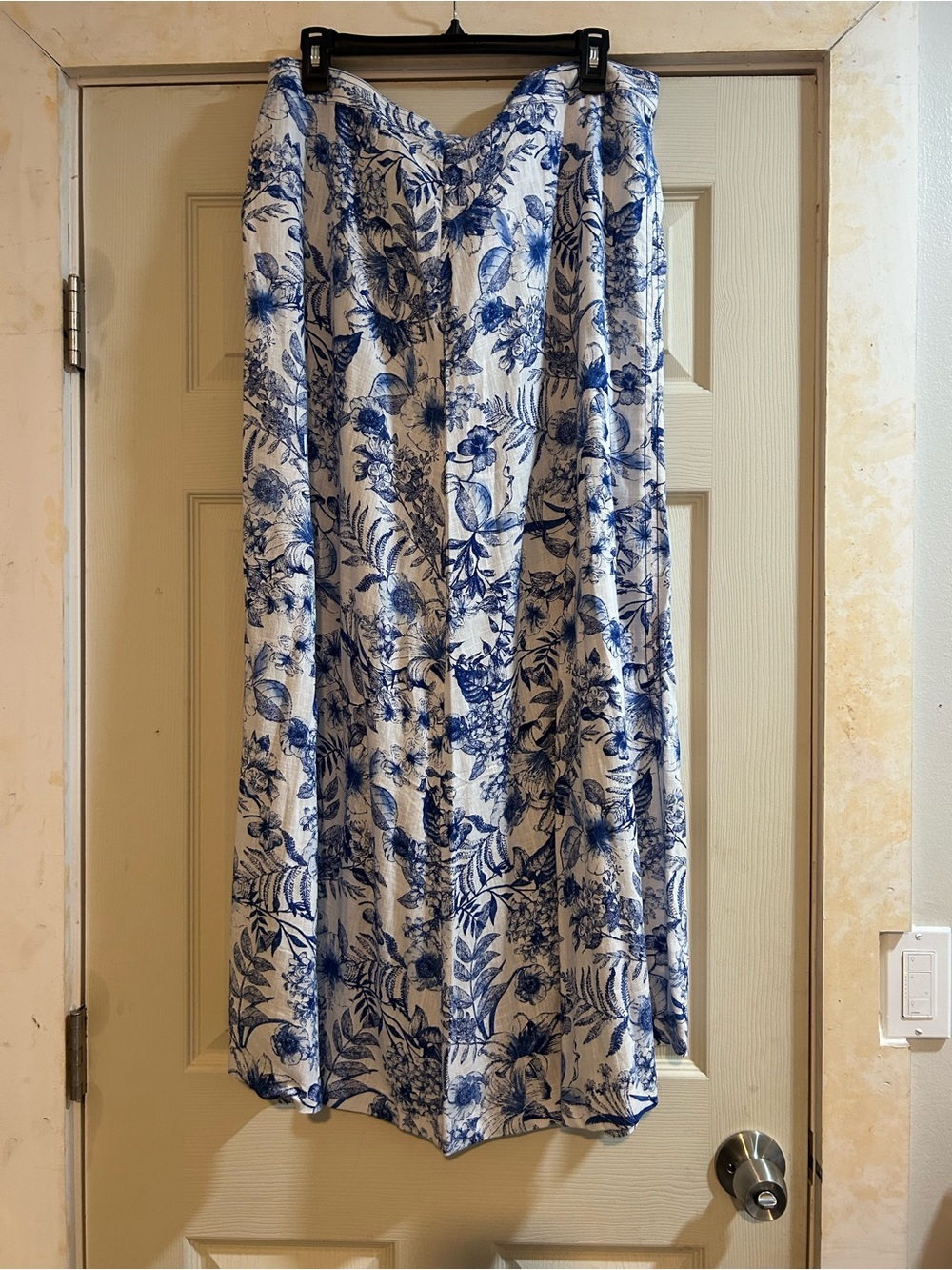 CeCe Blue and White Floral Maxi Skirt